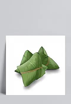 端午节绿色粽子手绘插画写实风|传统节日,中国风古风,卡通手绘,儿童插画,端午节装饰