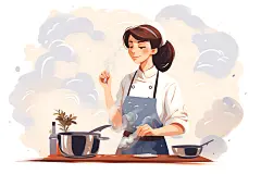 厨师烹饪美食制作扁平风插画
