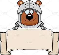 卡通熊骑士旗帜