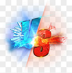 蓝色红色立体字VS