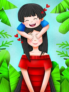 感恩母爱无疆母亲节插画