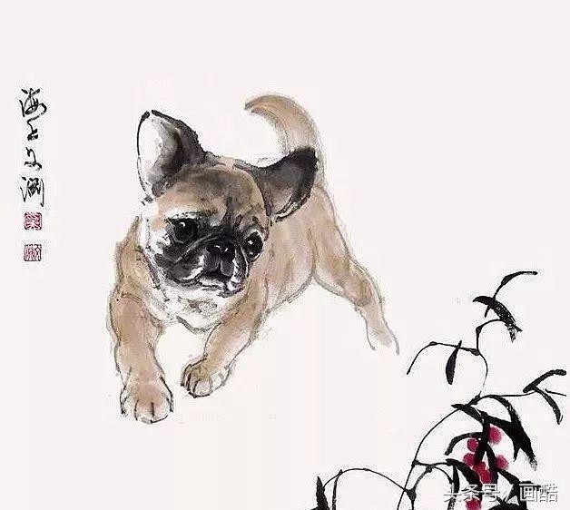 画家奚文渊画狗狗拜年