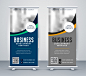 Abstract wavy business standee rollup banner design