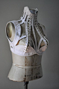 Frou Frou Fashionista beige coutil skeleton neck brace/bra combo by lovesick C A: