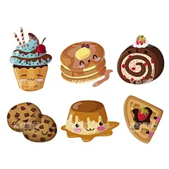 卡通甜品  - 源文件下载【酷图网】蛋糕,甜品,美食,食物,卡通手绘,烘培,西式甜点,下午茶