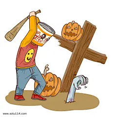 万圣节僵尸鬼怪十字架插画图片png免抠元素卡通手绘背景装饰免扣图片设计图案