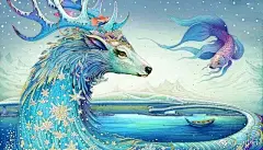 ART部落『早上好啊』
手绘四季之鹿，唯美华丽的浮世绘风格，
深圳插画师
Rlon Wang ​​​​