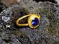 【定制】希腊设计师Kostas 蓝宝石黄金订婚戒指 塞莱斯特公主 