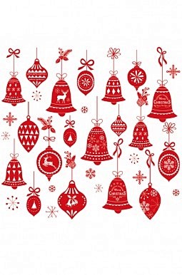 红色剪纸风圣诞铃铛装饰物矢量素材