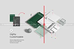 21款质感文具名片信纸信封品牌vi应用设计作品贴图ps样机素材模板下载_颜格视觉