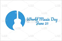 世界音乐的一天。6月21日。节日的概念。模板的背景，旗帜，卡片，海报与文字题词。向量EPS10插图。