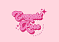 Pink Retro Logo Pretty Beauty Logo Bundle Funky Logo Single Logo