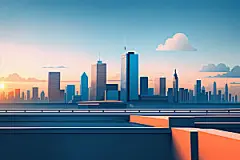 城市扁平风地标插画