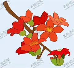 木棉花 【酷图网】木棉花,花朵,红花,花,植物,一枝花,矢量图,卡通图,手绘图