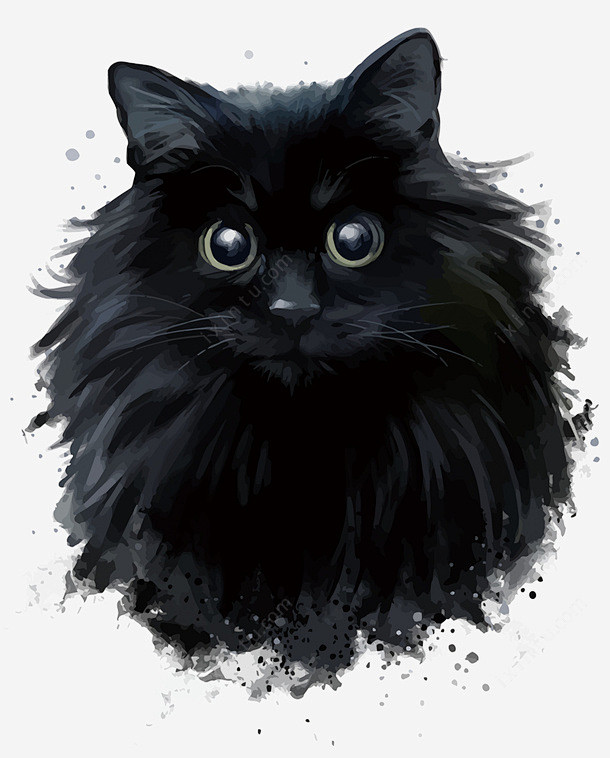 水彩黑色的猫矢量图 设计图片 免费下载 ...