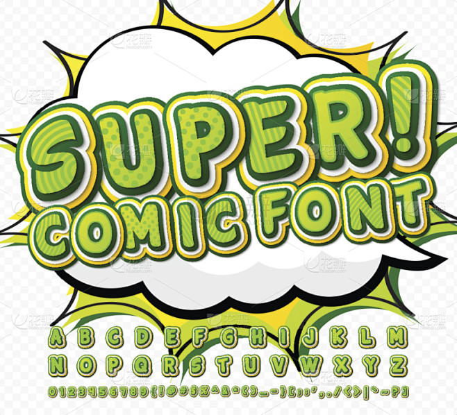 字母,波普风,漫画书,字体,绿色,大特写...