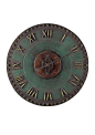 Sterling Roman Numeral Outdoor Wall Clock : Made with an exposed and inspired exterior that resembles the inner workings of an aged dial, this intricately detailed clock adds a welcoming touch to any wall in your home. The modern metal build brings a kind