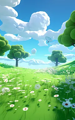 蓝天白云植物树木壁纸背景素材图AI图背景