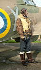 二战英国皇家空军飞行员驾驶飓风飞机