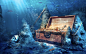 海洋 海底 海底世界 宝藏 海盗 宝箱 骷髅 沉船