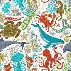  狂野的海洋生活的无缝模式.