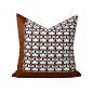 轻奢现代简约北欧样板房间客厅沙发装饰靠垫几何图案拼接橘色抱枕-淘宝网