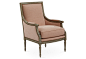 James Armchair, Blush : Exclusive to One Kings Lane: With its soft pink hue, fluted carvings, and golden nail-head trim, this traditional armchair evokes an elegant, feminine appeal. Crafted with a hardwood frame,...