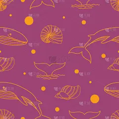 贝壳,鲸,四方连续纹样,斑点,可爱的,海洋生命,纺织品,直的,海豚,船