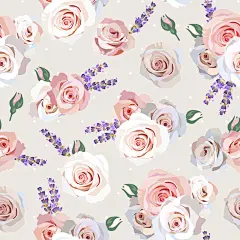 无缝玫瑰和薰衣草，macdown高清图片素材，图片，素材，图片设计，插画，插画设计，艺术，创意图片素材，繁花盛开，花鸟插画