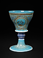 Turquoise glass goblet