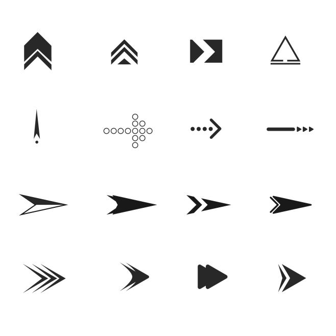 千库网_黑白箭头符号图标套图_元素编号1...