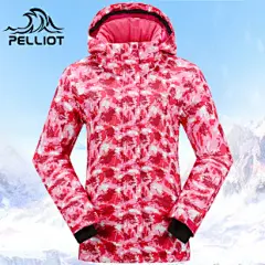 法国pelliot滑雪服 女款冬季户外登山单双板防水保暖印花