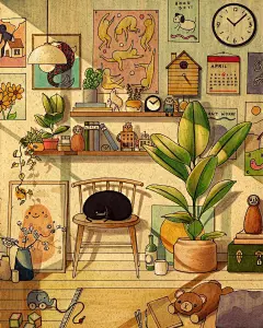 台湾插画家 Felicia Chiao 创作了系列插画《幽居星人的怪诞世界》