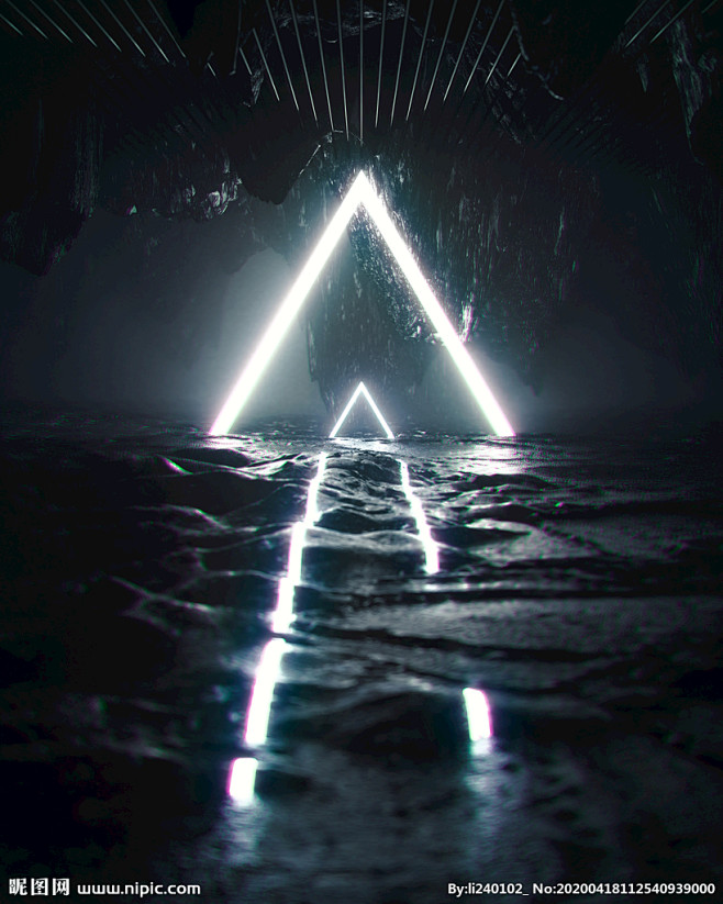 C4D科幻地形发光场景外星场景