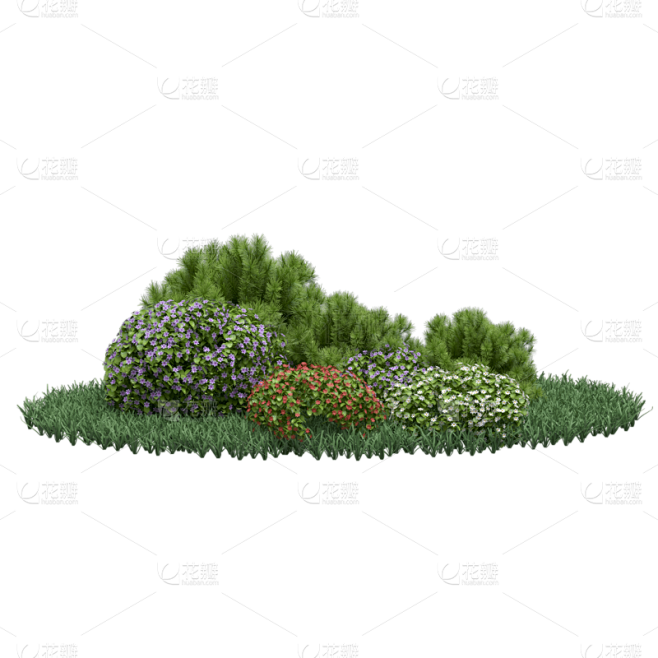 绿色清新3D灌木丛元素