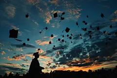 教育毕业证学士帽图片摄影图