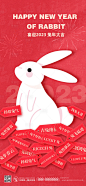 红色2023兔年新年除夕小年趣味海报-源文件