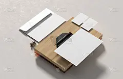 企业身份文具模拟孤立在现代风格的背景。模拟品牌身份。三维演示