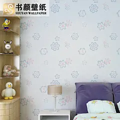 可爱手绘小花儿童房墙纸 女孩卧室房间公主房儿童壁纸 环保无纺布-tmall.com天猫
