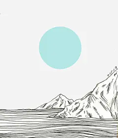 圆月与山脉河流高清素材 圆月 太阳 山脉 插画 河流 免抠png 设计图片 免费下载