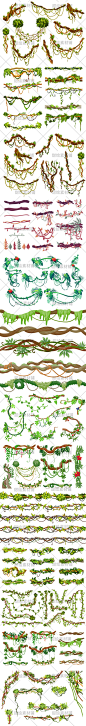 卡通攀爬绿色植物丛林藤枝藤本藤曼藤条元素插画AI矢量设计素材-淘宝网
