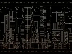 城市景观artdeco城市景观金图矢量鸟徽标标识符号标志性简单几何单线线条艺术线条艺术