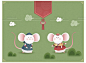 创意和风春季鼠年中式春节新年小老鼠送福春游礼物装饰插画矢量图-淘宝网