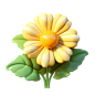 growthdesign030741_a_yellow_flower_with_green_leaves_on_it_in_t_57a958fc-40af-4019-878d-4ce845890ee5_pixian