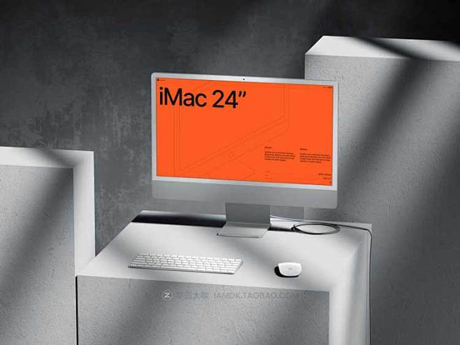 16款工业风混凝土背景苹果iMac 24...