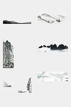 精美古风山水画禅意背景免抠素材