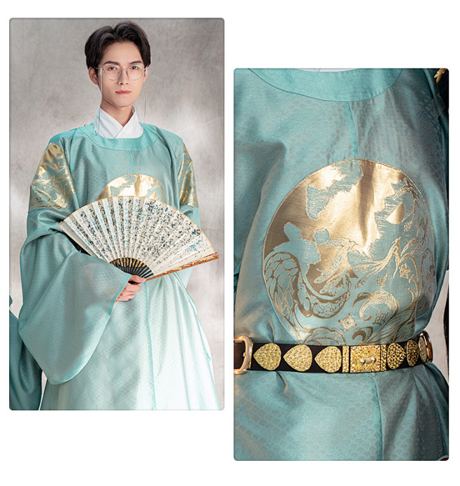 重回汉唐汉服男 弦月正版原创明制织金圆领袍中国风古风冬非古装-淘宝网