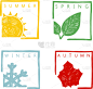 四季,活力,热,月,霜,天气,雪,夏天,绘制,花