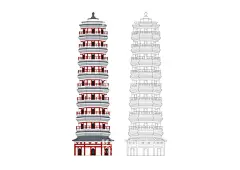 肇庆崇禧塔ai矢量上色  - 源文件下载【酷图网】肇庆,崇禧塔,ai,矢量图,上色