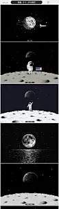 月球eps矢量图片月亮美国宇航员登月模板航空航天黑色moon月球陨-淘宝网